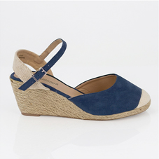 Wide EE Fit Mock Suede Covered Toe Wedge Espadrille Shoe - LJ973
